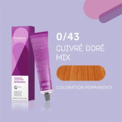 Coloration Permanente 0/43 Cuivré Doré Mix Kadus 60ML -Soins Capillaires Boutique coloration permanente 043 cuivre dore mix kadus 60ml 2