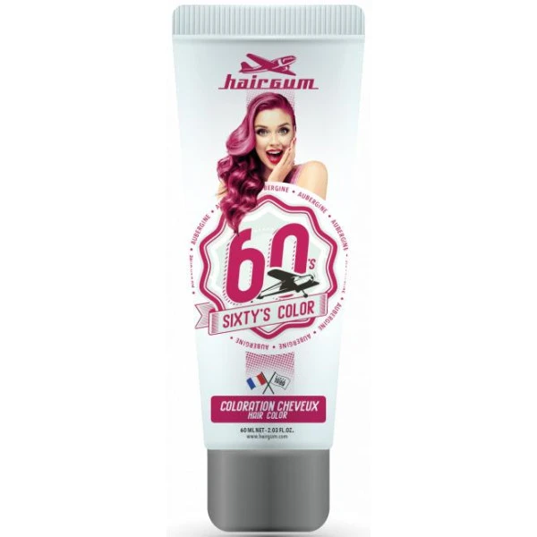 Crème Colorante Sixty's Color - Aubergine HAIRGUM 60ML 1 Crème Colorante Sixty's Color - Aubergine HAIRGUM 60ML