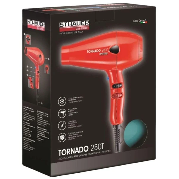 Sèche-cheveux Professionnel Rouge Tornado STHAUER 2000 Watts 2 Sèche-cheveux Professionnel Rouge Tornado STHAUER 2000 Watts – Image 2