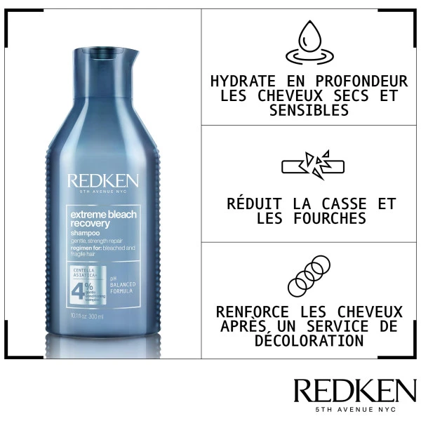Shampooing Post-décoloration Extreme Bleach Recovery Redken 1L 4 Shampooing Post-décoloration Extreme Bleach Recovery Redken 1L – Image 4